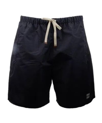 Miu Miu Drawstring Shorts In Blue