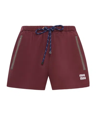 Miu Miu Drawstring Shorts In Red