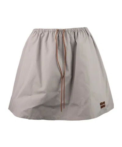 Miu Miu Drawstring Skirt In Gray