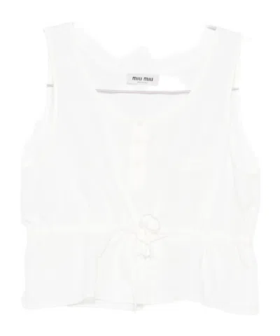 Miu Miu Drawstring Top In White