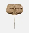 Miu Miu Drawstring Zip Miniskirt In Argilla