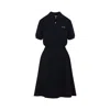 Miu Miu Mini Dress With Elastic Waist And Flared Skirt In Black