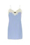 Miu Miu Embroidered Poplin Mini Dress In Blue