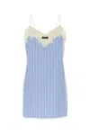 Miu Miu Embroidered Poplin Mini Dress In Blue