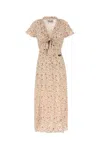 Miu Miu Printed Silk Dress In Neutral