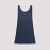 Miu Miu Logo Lettering Denim Mini Dress In Bleu