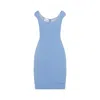 Miu Miu Embroidered Logo Tailored Dress In Blue