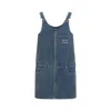 Miu Miu Women Denim Dungarees Mini Dress In Blue