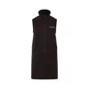 Miu Miu Mini Dress With Drawstring Waist And High Collar In Brown