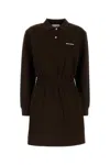 Miu Miu Logo-print Cotton Dress In Brown