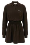 Miu Miu Long-sleeve Mini Polo Shirtdress In Brown