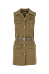 Miu Miu Garment-dyed Cotton Satin Dress In Green