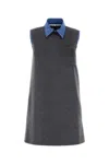 Miu Miu Women Grey Velour Mini Dress In Gray