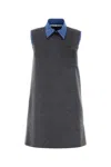 Miu Miu Women Grey Velour Mini Dress In Gray