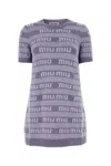 Miu Miu Multicolor Embroidered Wool Blend Mini Sweater Dress In Printed