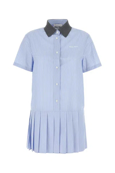 Miu Miu Poplin Mini Polo Dress In Multi