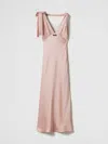 Miu Miu Satin Reverse Bow Draped Maxi Dress In Multi