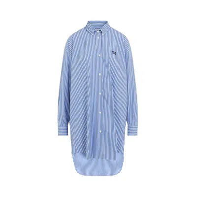 Miu Miu Asymmetric-hem Striped Shirt Dress In Multi