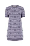 Miu Miu Multicolor Embroidered Wool Blend Mini Sweater Dress In Printed