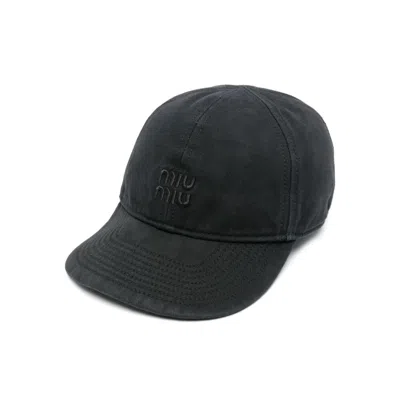 Miu Miu Drill Baseball Cap In Blue