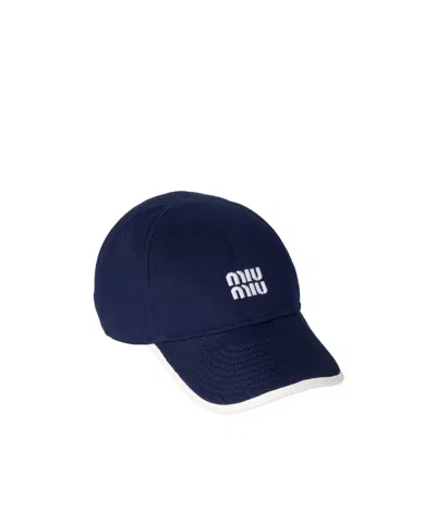 Miu Miu Drill Baseball Cap In Blue