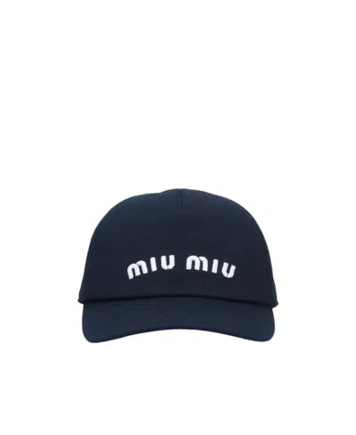Miu Miu Drill Baseball Cap In Blue