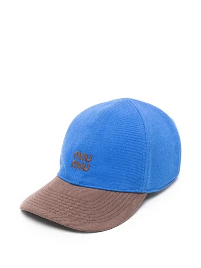 Miu Miu Drill Baseball Cap In Blue