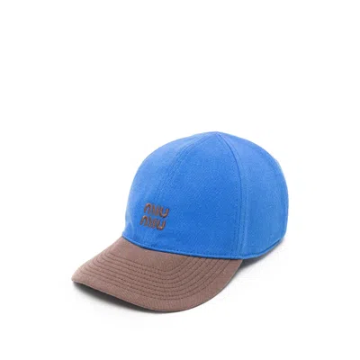 Miu Miu Drill Baseball Cap In Blue
