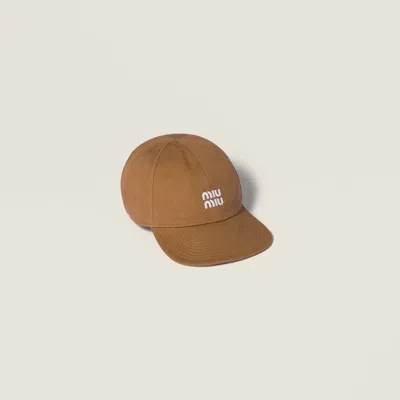 Miu Miu Drill Baseball Cap In Brown