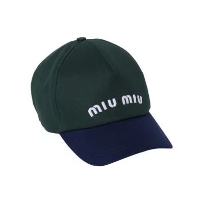 Pre-owned Miu Miu Drill Baseball Cap 'fir/royal' | Green | Women's Size S