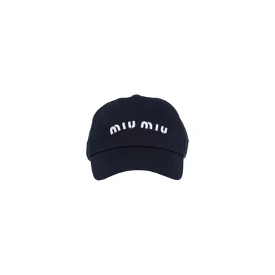 Miu Miu Drill Baseball Cap In Black