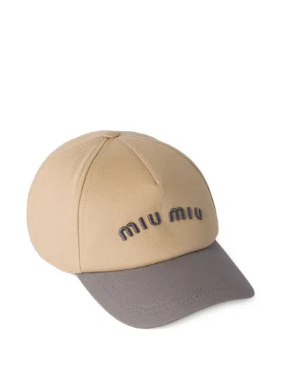 Miu Miu Cotton Logo Baseball Cap In Multi