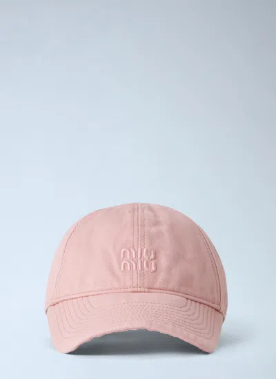 Miu Miu Drill Baseball Cap In Pink