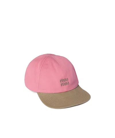 Miu Miu Drill Baseball Cap In Pink