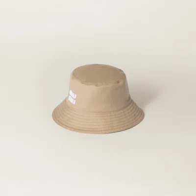 Miu Miu Drill Bucket Hat In Khaki/white