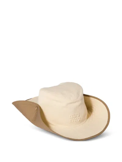 Miu Miu Drill Cowboy Hat In Neutral