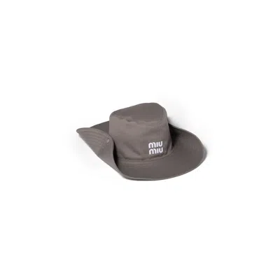 Miu Miu Drill Hat In Gray