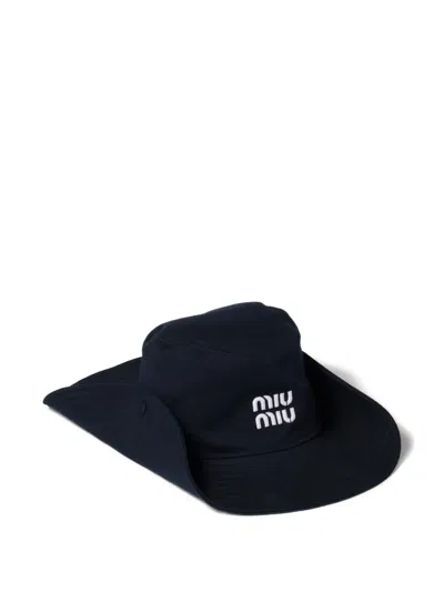 Miu Miu Drill Hat In Blue