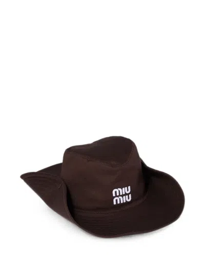 Miu Miu Drill Hat In Brown