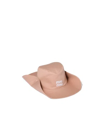 Miu Miu Drill Hat In Orchid Powder/white