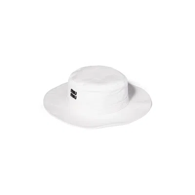 Miu Miu Drill Hat In White/black