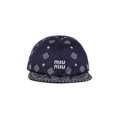 Pre-owned Miu Miu Drill St. Bandana 'blue/bianco' | Women's Size S
