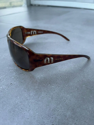 Pre-owned Miu Miu Ds!  Smu08h 2au-8c1 Tiger Camo Shield Sunglasses