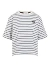 Miu Miu Striped Cotton T-shirt In White