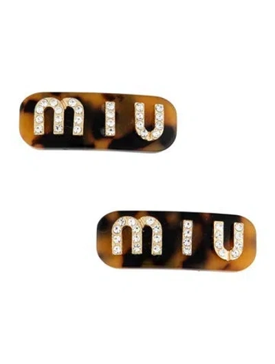 Pre-owned Miu Miu Dual Hair Clips In Brown