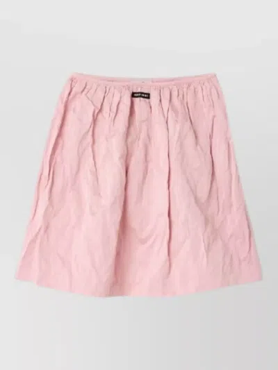 Miu Miu Duchesse Skirt Crinkled Texture Elastic Waistband In Pink