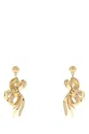Miu Miu Textured Bow Design Metal Earrings In Gold