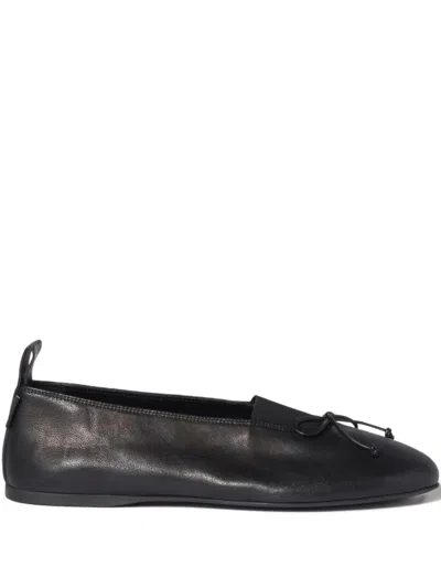 Miu Miu Élan Bow-detail Leather Ballet Flats In Black