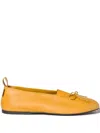 Miu Miu Élan Bow Leather Ballerina Flats In Yellow