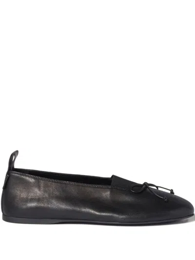 Miu Miu "élan" Leather Ballerinas With Bow In Black